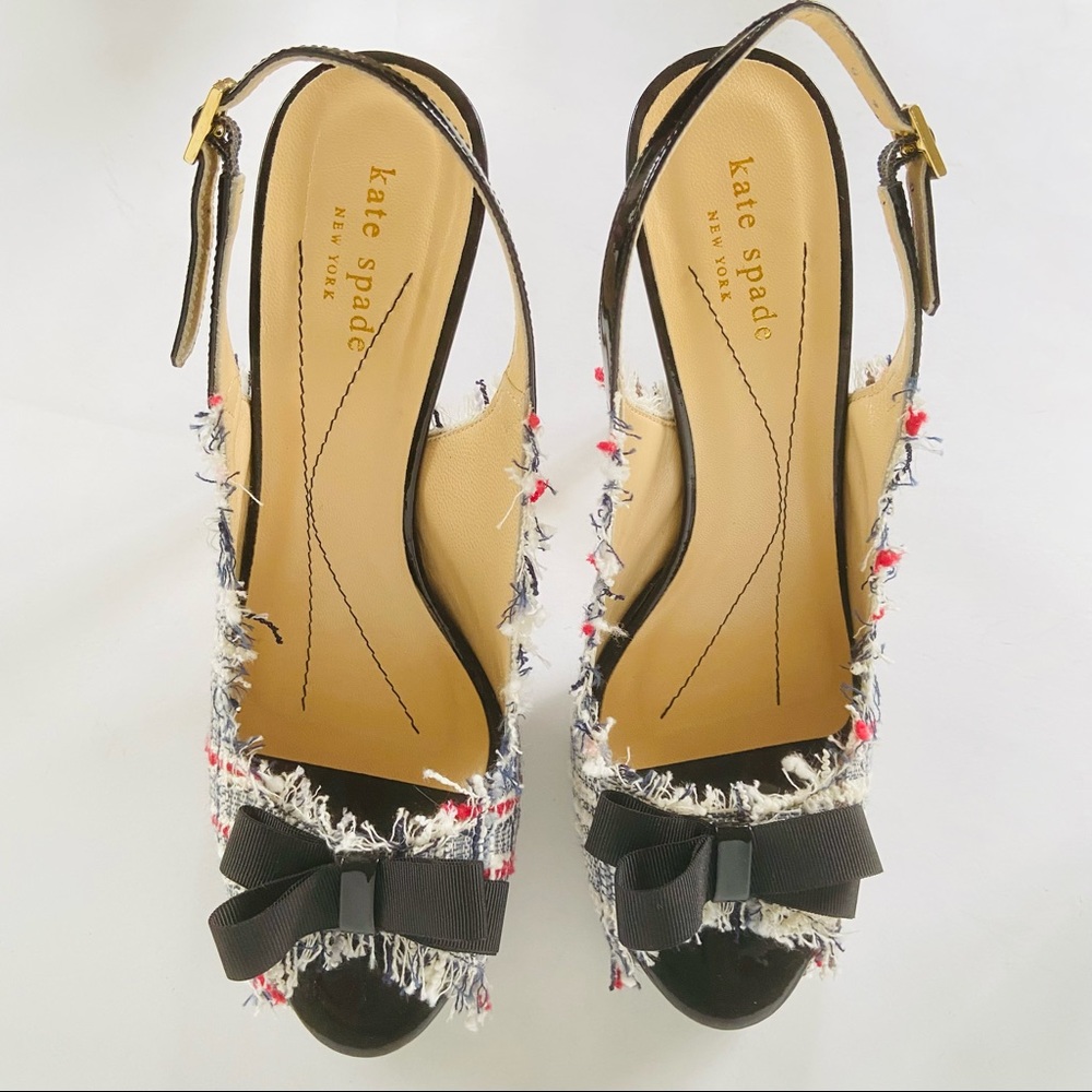 Kate Spade black white tweed heels  8 - Picture 10 of 15